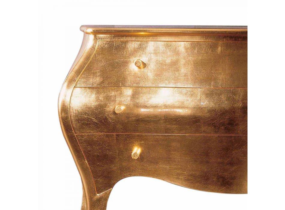 Proiectare de aur Dresser 3 sertare din lemn masiv, realizate în Italia, Giotto Viadurini