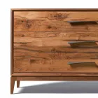 Dresser 3 sertare nuc design modern, L 131 x W 55 x H 80 cm, Sandro Viadurini