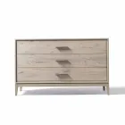 Dresser 3 sertare nuc design modern, L 131 x W 55 x H 80 cm, Sandro Viadurini