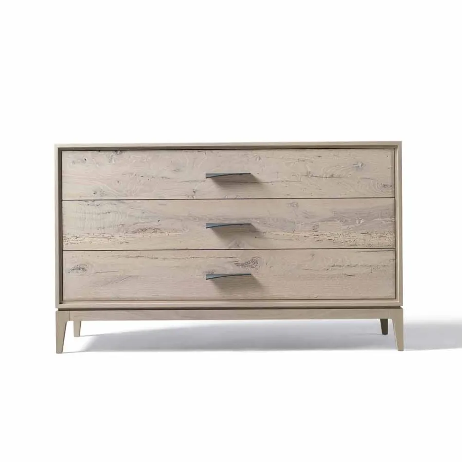 Dresser 3 sertare nuc design modern, L 131 x W 55 x H 80 cm, Sandro Viadurini