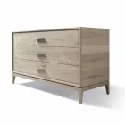 Dresser 3 sertare nuc design modern, L 131 x W 55 x H 80 cm, Sandro Viadurini