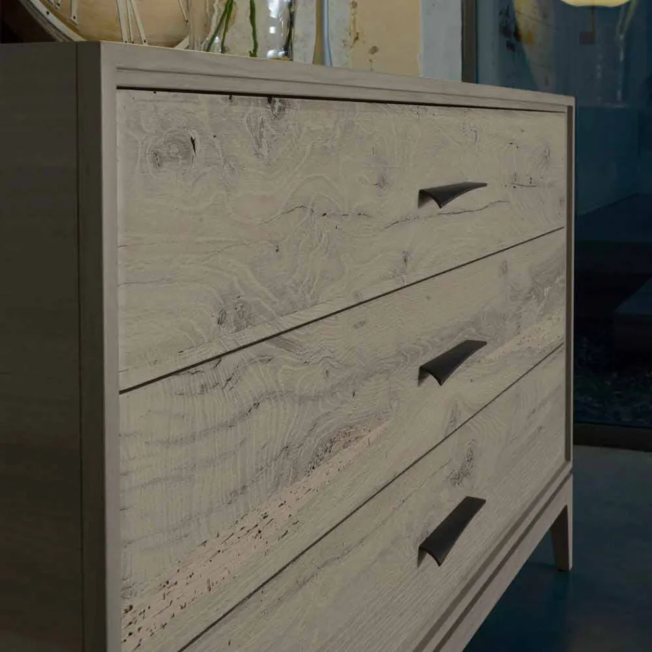 Dresser 3 sertare nuc design modern, L 131 x W 55 x H 80 cm, Sandro Viadurini