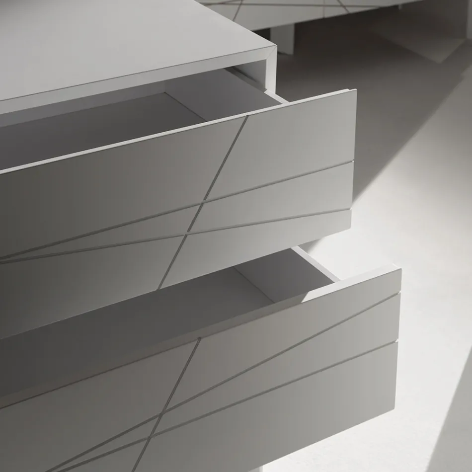 Comodă cu 3 sertare din PAL vopsit - Gemelli Viadurini