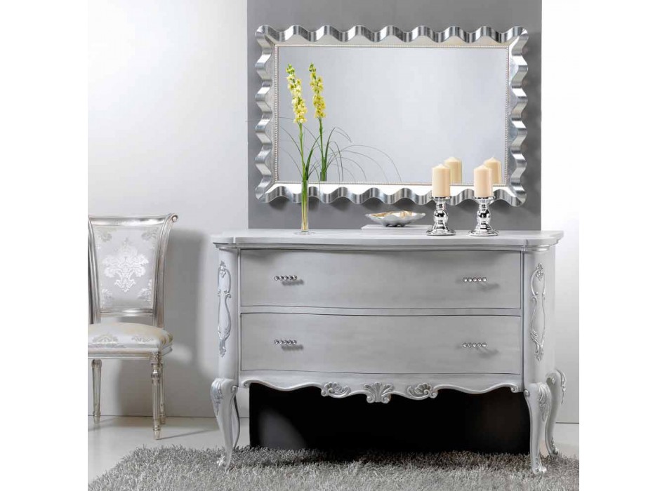 Dresser design clasic si lemn masiv mânere oase de cristal Viadurini