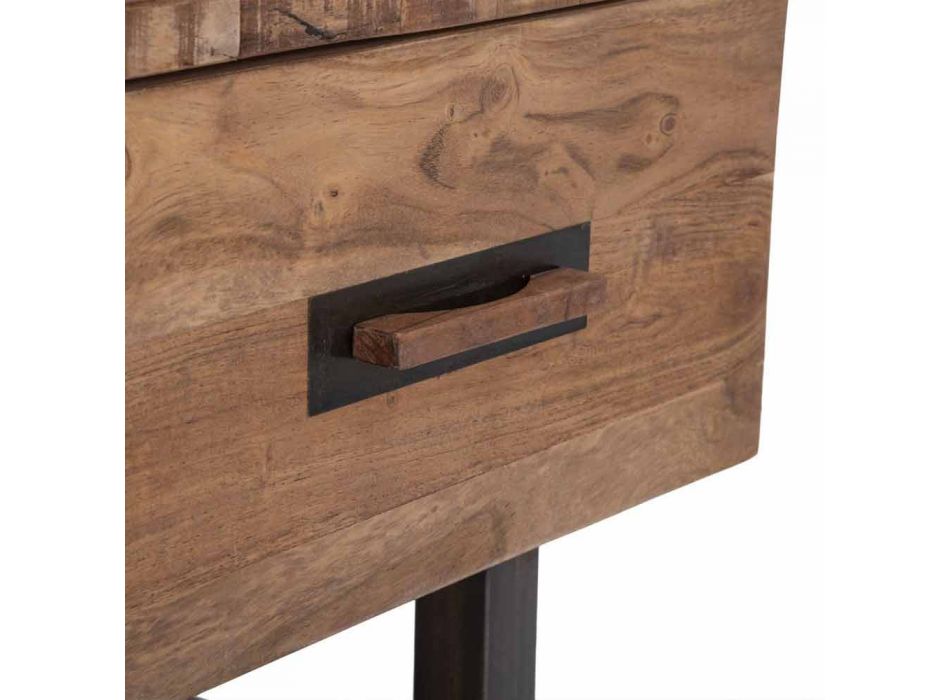 Sifonier din lemn de salcâm și fier cu 3 sertare de design modern - Smarald Viadurini