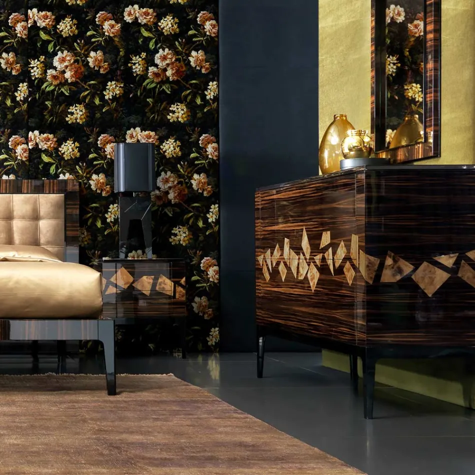 Design din piele de lemn din lemn de abanos 4Cassetti Grilli Zarafa fabricat în Italia Viadurini