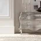 Comoda din lemn masiv cu finisaj în frunze de argint Made in Italy - Bruges Viadurini