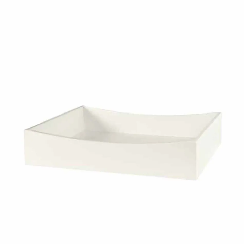 Comoda din sticla Extralight si sase sertare din lemn alb realizate in Italia - Ganzo Viadurini