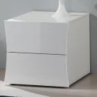 Noptiera Dormitor 2 Sertare Design Arc Lemn Alb - Sabine Viadurini