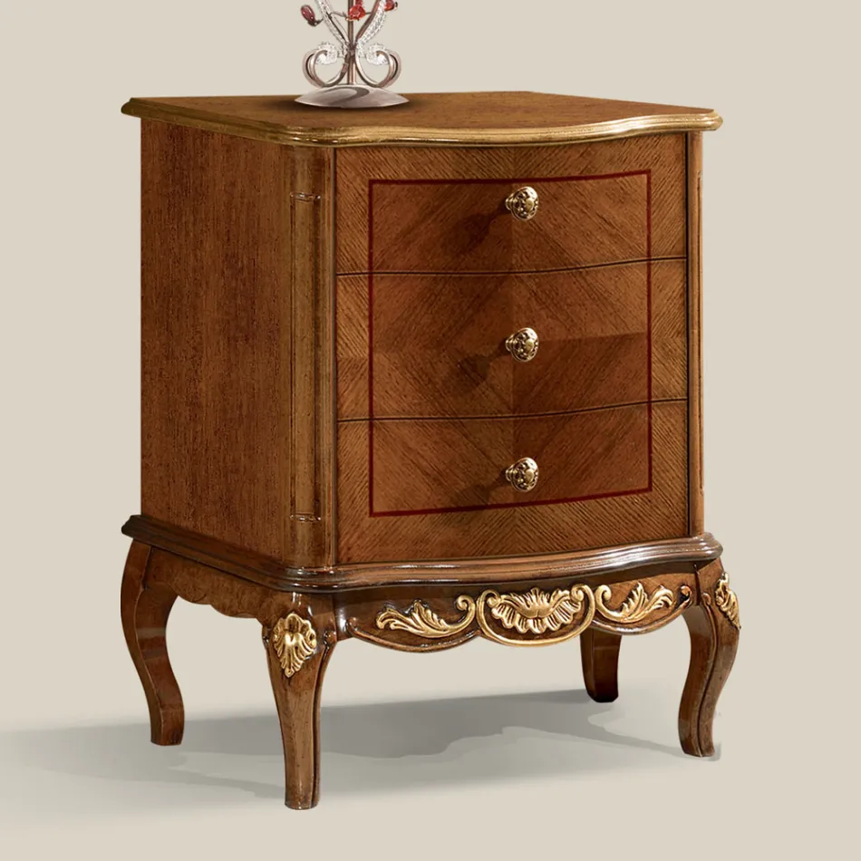 Dormitor noptiera din lemn cu 3 sertare Made in Italy - Chantilly Viadurini