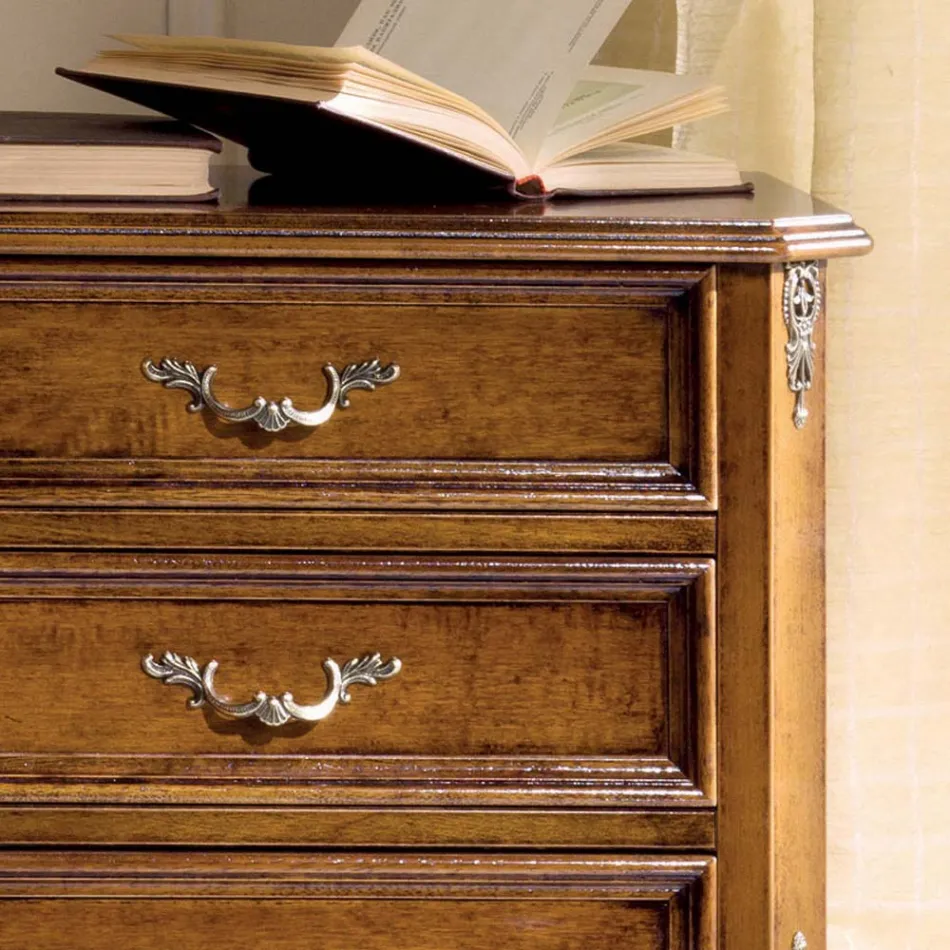 Noptiera dormitor din lemn de nuc 3 sertare Made in Italy - Richard Viadurini