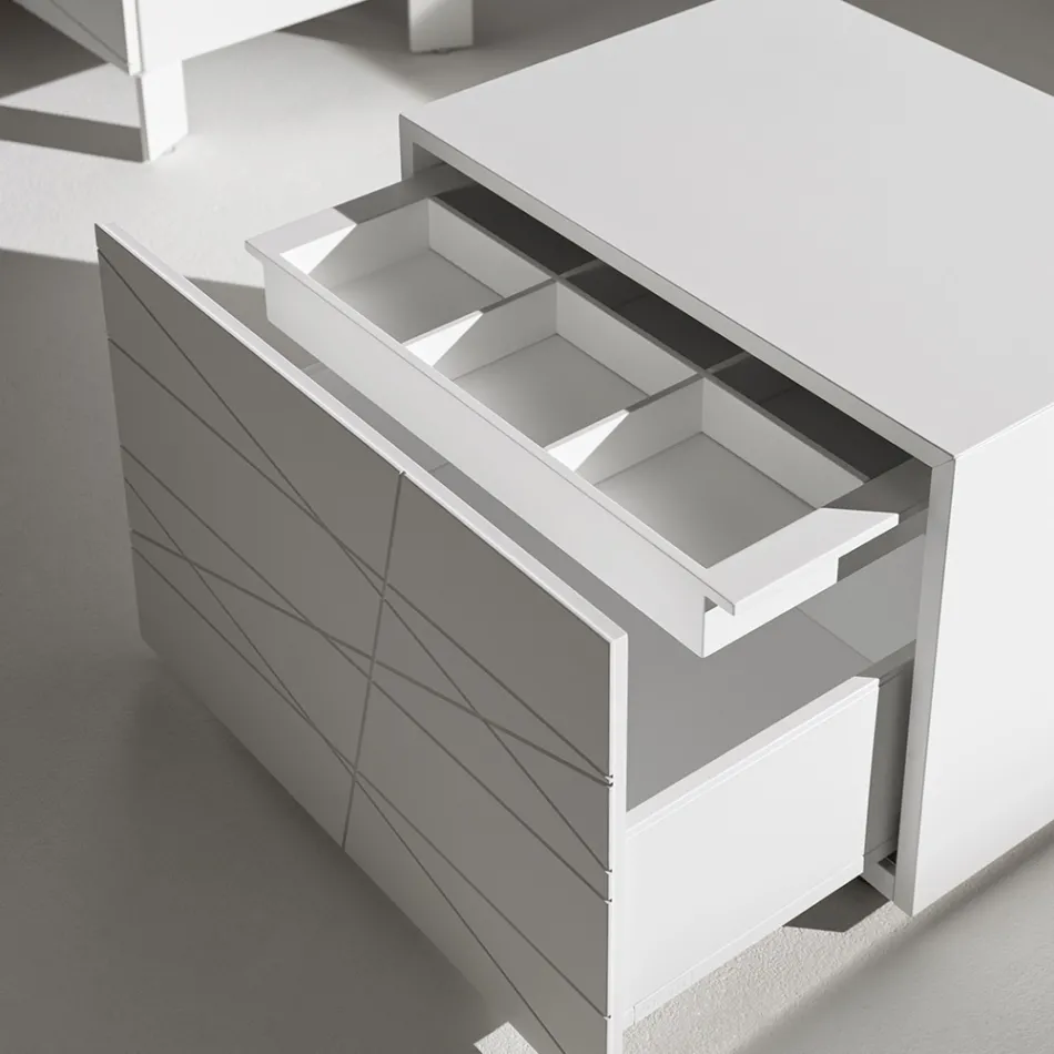 Noptieră cu 1 sertar din PAL vopsit - Leone Viadurini