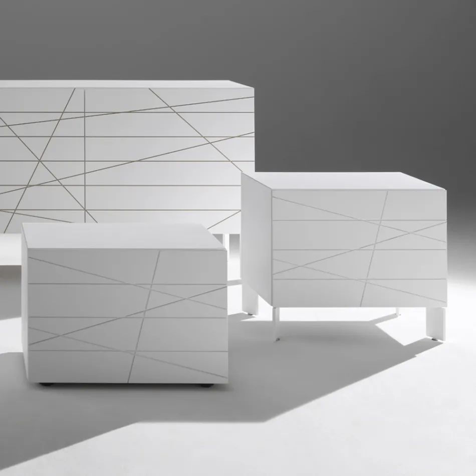 Noptieră cu 1 sertar din PAL vopsit - Leone Viadurini