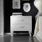 Noptiera cu 2 sertare finisaj Pearl White Made in Italy - Bacau Viadurini