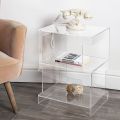Noptiera cu raft modern cu design din cristal acrilic transparent - Icaria