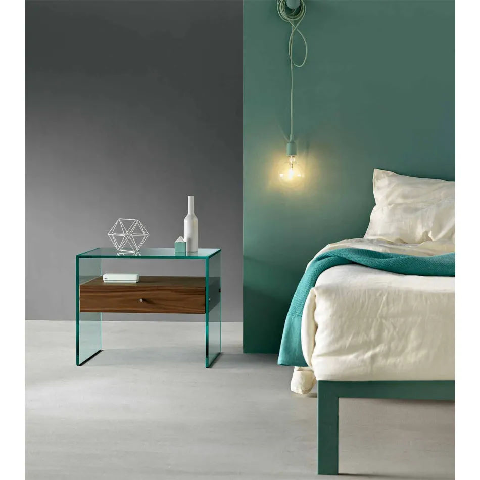 Noptiera de design modern din sticlă extra-transparentă Made in Italy - Secret Viadurini