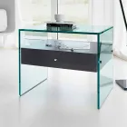 Noptiera de design modern din sticlă extra-transparentă Made in Italy - Secret Viadurini