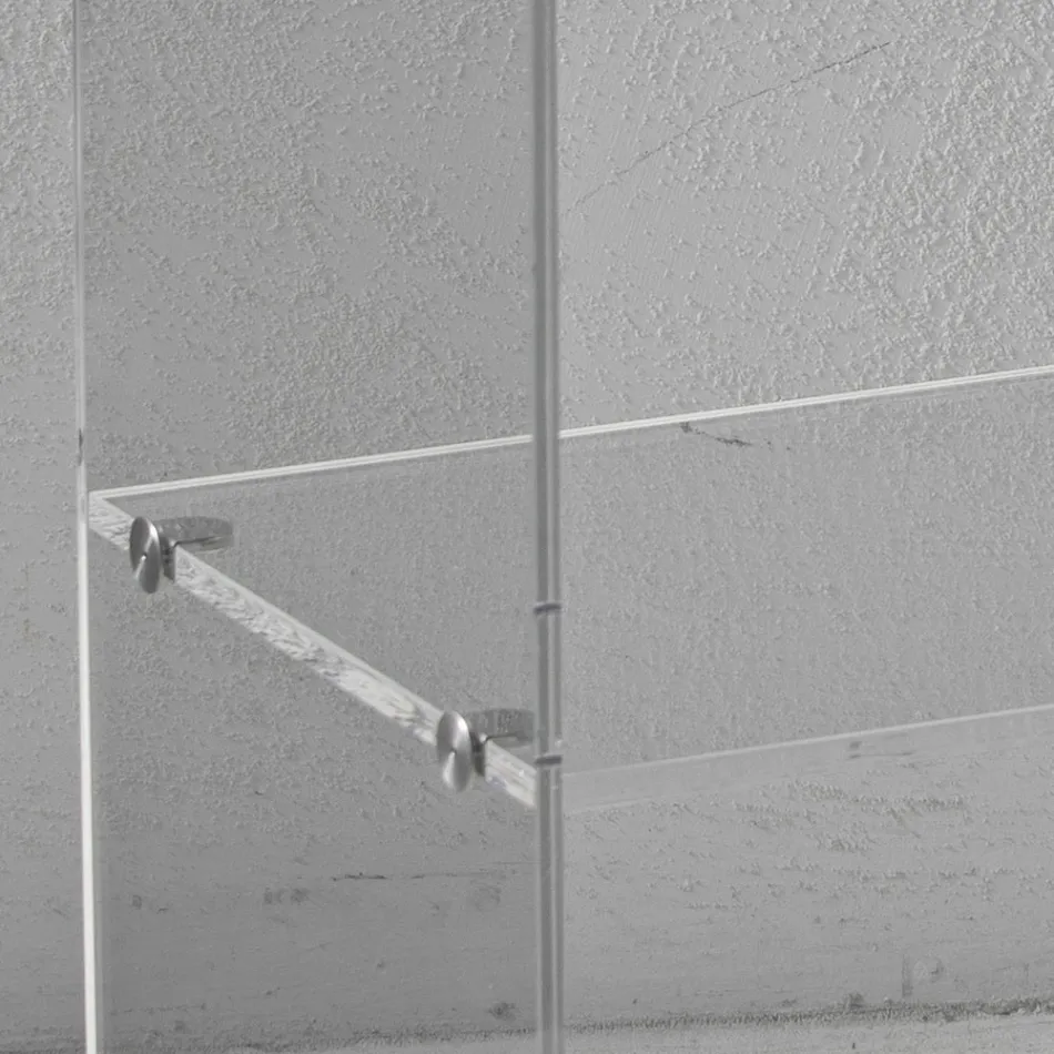 Noptiera din Cristal Acrilic Transparent cu Raft Design - Minervo Viadurini