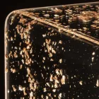 Noptiera Luminoasa din Cristal Acrilic si Frunza Aurie, Argintie sau Cupru - Gnassi Viadurini