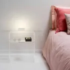 Noptieră cu lumină transparent cu LED-uri iluminate tactil Adelia Viadurini