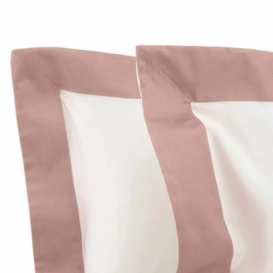 Set de foi din satin pentru pat dublu cu margini colorate - jacintină Viadurini