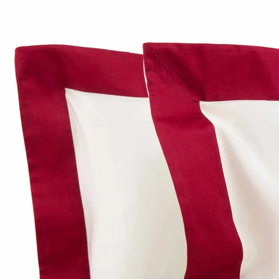 Set de foi din satin pentru pat dublu cu margini colorate - jacintină Viadurini