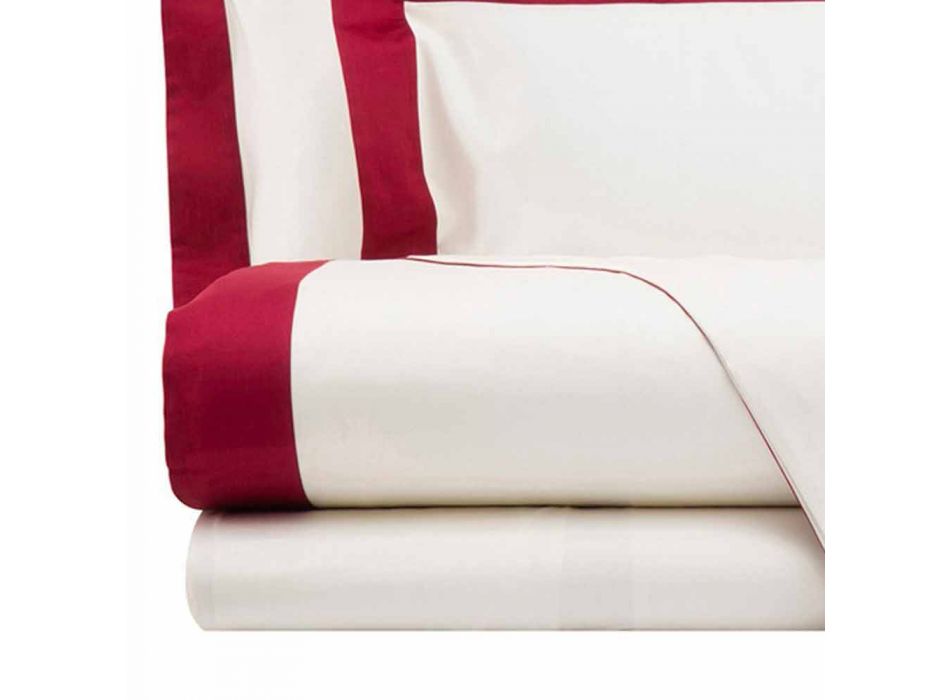 Set de foi din satin pentru pat dublu cu margini colorate - jacintină Viadurini