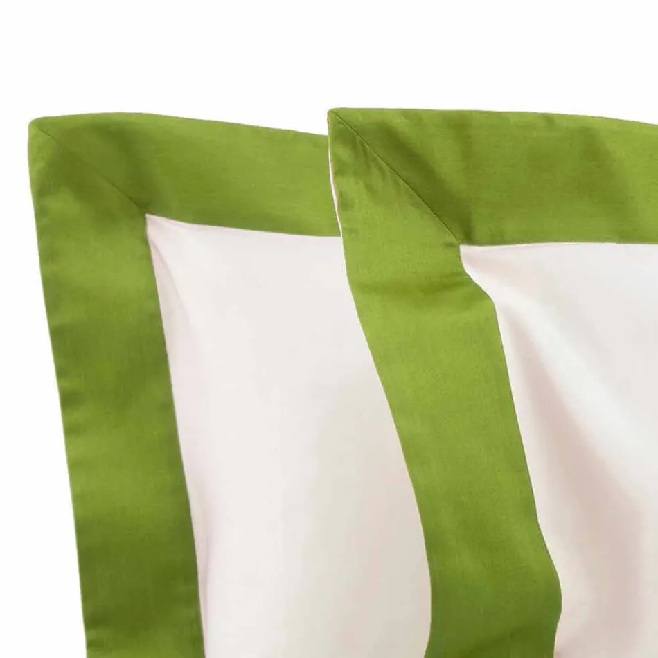 Set de foi din satin pentru pat dublu cu margini colorate - jacintină Viadurini