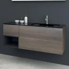 Compoziție 2 Mobilier de baie suspendat în MDF lăcuit platină 120 cm - Renga Viadurini