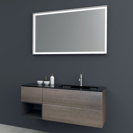 Compoziție 2 Mobilier de baie suspendat în MDF lăcuit platină 120 cm - Renga Viadurini