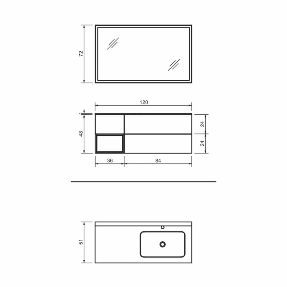 Compoziție 2 Mobilier de baie suspendat în MDF lăcuit platină, lux - Renga Viadurini