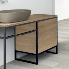 Compoziția 3 Mobilier de baie din metal și stejar de lux Ecolegno - Cizco Viadurini