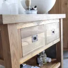 Compoziție 3 Mobilier de baie din lemn de tec cu chiuvetă din rășină - Essence Viadurini