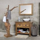 Compoziție 3 Mobilier de baie din lemn de tec cu chiuvetă din rășină - Essence Viadurini