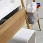 Compoziție 3 Mobilier de baie din lemn de tec și Hi Macs® - Talc Viadurini