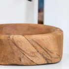 Compoziție 3 Mobilier de baie din lemn de tec și Hi Macs® - Talc Viadurini