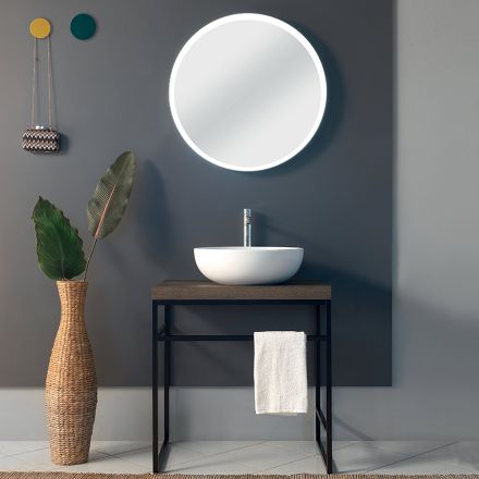 Compoziție 3 Mobilier de baie din metal, lemn și ceramică Fabricat în Italia - Cizco Viadurini