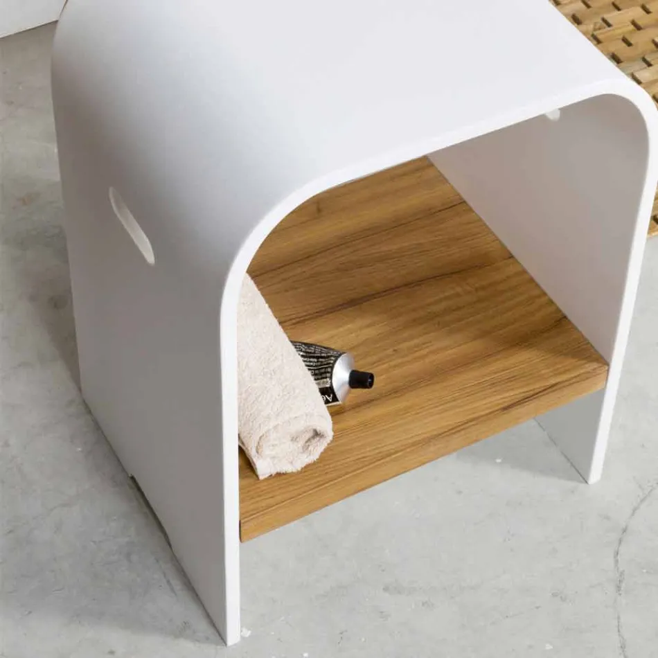 Compoziție 3 Mobilier de baie suspendat cu chiuvetă din rășină albă - Dazzle Viadurini