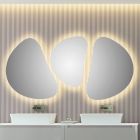 Compoziție 3 Oglinzi de perete cu iluminare LED Fabricate în Italia - Fagiolao Viadurini