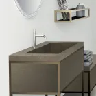 Compoziția 5 Mobilier de baie de sine stătător din metal, ecolegno și gresie de lux - Cizco Viadurini