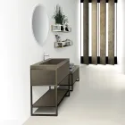 Compoziția 5 Mobilier de baie de sine stătător din metal, ecolegno și gresie de lux - Cizco Viadurini