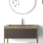 Compoziția 5 Mobilier de baie de sine stătător din metal, ecolegno și gresie de lux - Cizco Viadurini