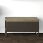 Compoziția 5 Mobilier de baie de sine stătător din metal, ecolegno și gresie de lux - Cizco Viadurini