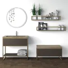 Compoziția 5 Mobilier de baie de sine stătător din metal, ecolegno și gresie de lux - Cizco Viadurini