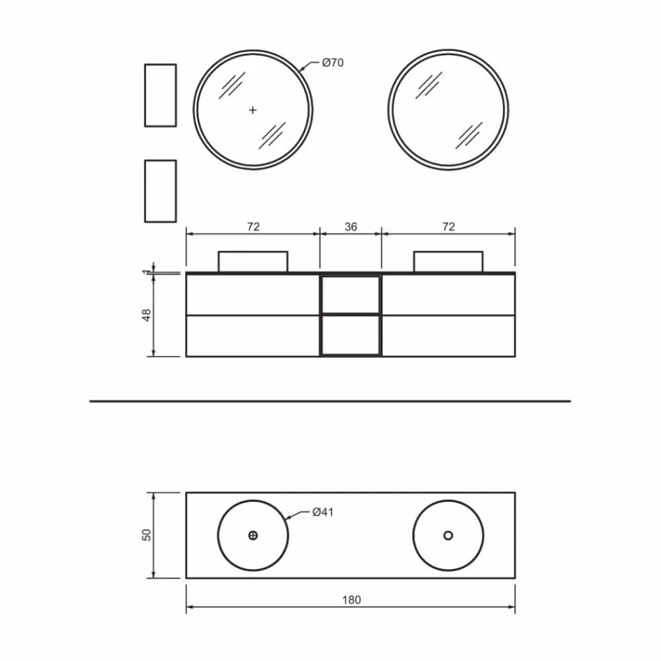 Compoziție 5 Mobilier de baie suspendat cu lavoar dublu Fabricat în Italia - Renga Viadurini