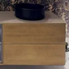 Compoziție 5 Mobilier de baie suspendat din lemn și cristal Fabricat în Italia - Renga Viadurini