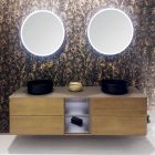 Compoziție 5 Mobilier de baie suspendat din lemn și cristal Fabricat în Italia - Renga Viadurini