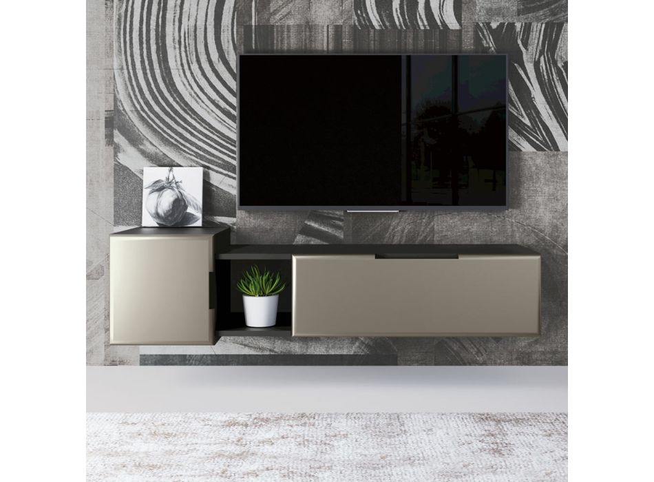 Compoziție modernă de perete pentru sufragerie din MDF Made in Italy - Linn Viadurini