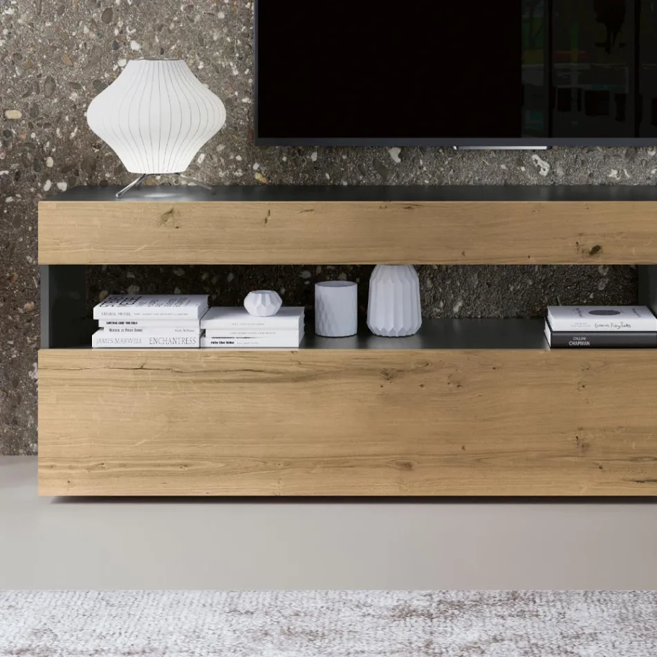 Compoziție de perete cu design modern din MDF Made in Italy - Kristin Viadurini