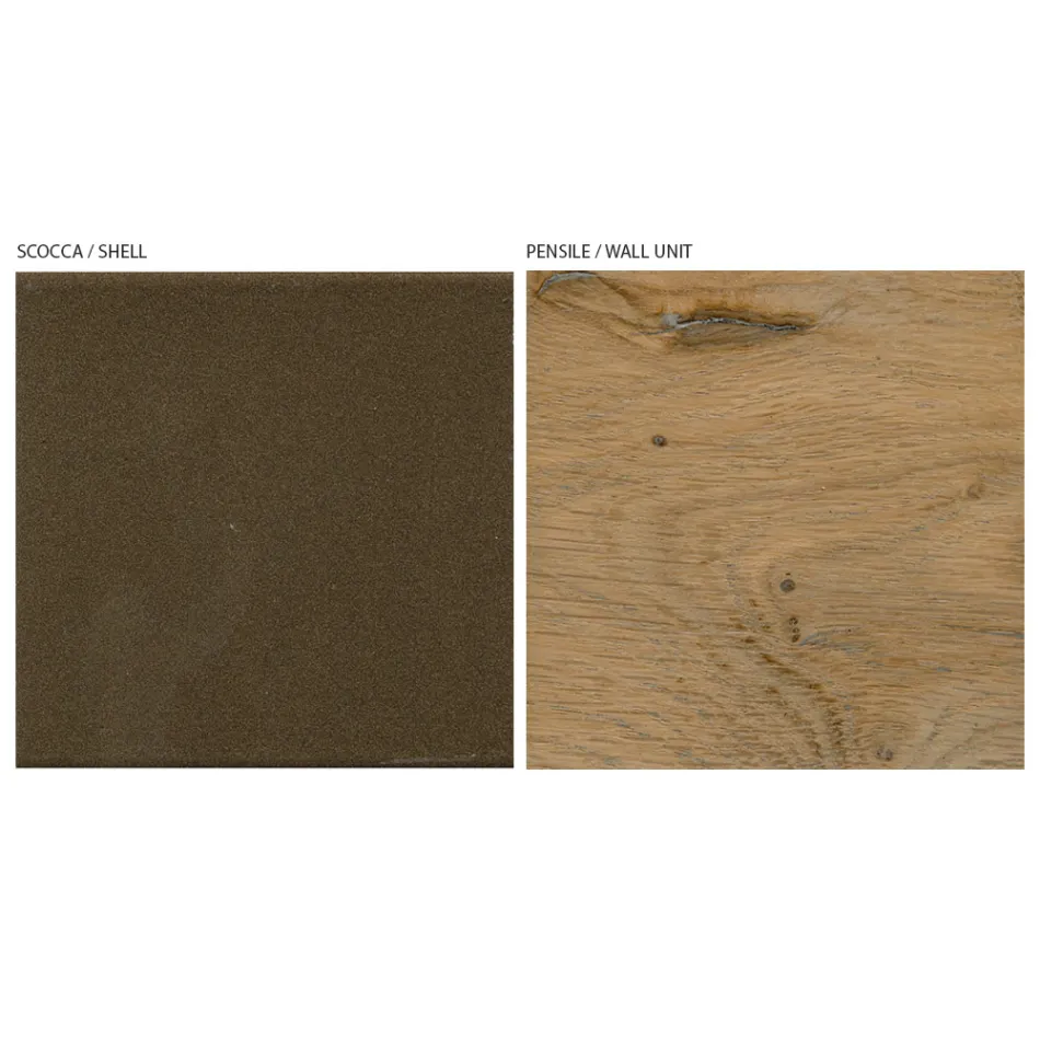 Compoziție modernă de perete din stejar cu noduri nordice și finisaj fier - Iselin Viadurini